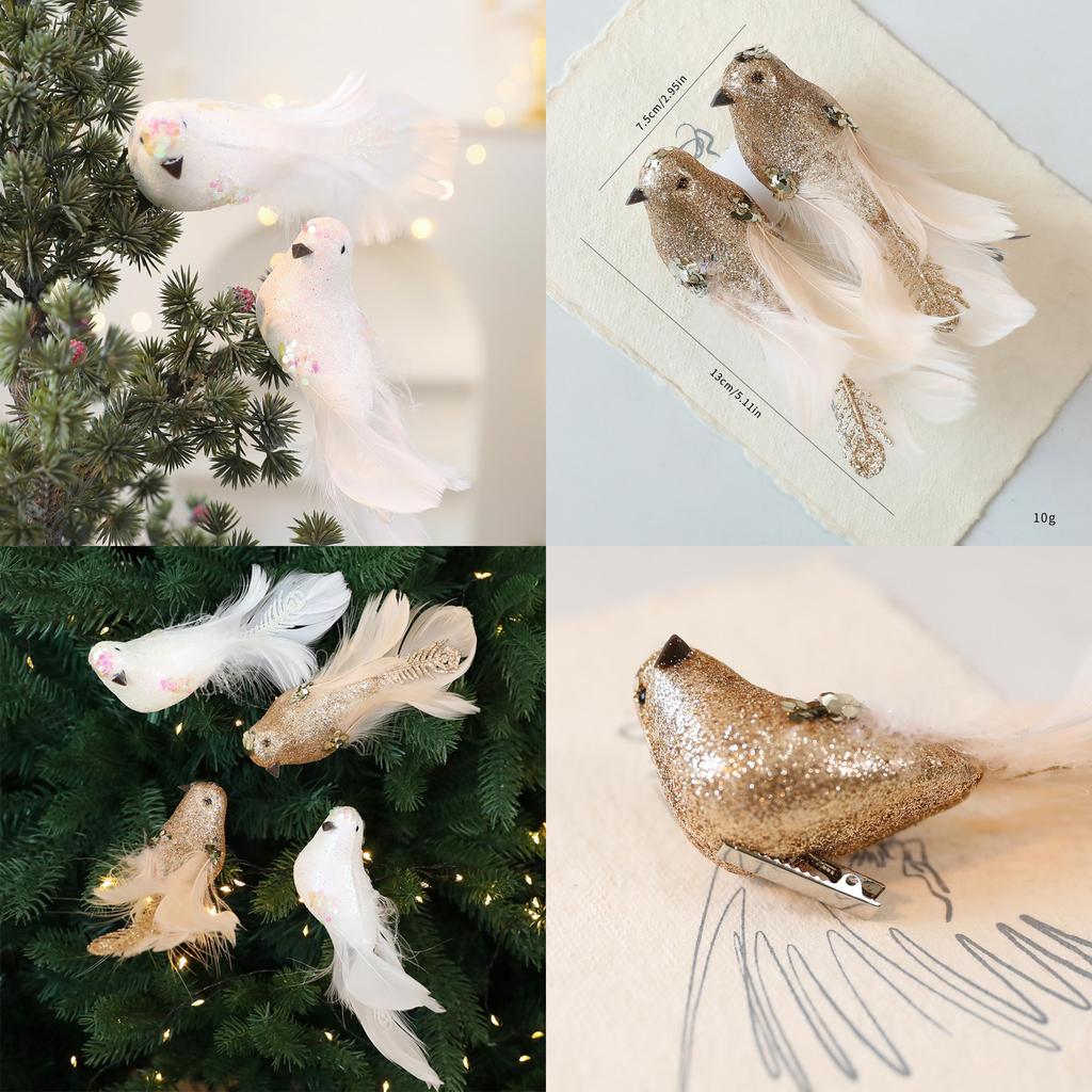 Festive Christmas Decor Foam Bird Figures With Elegant European Style For Home Holiday Decor