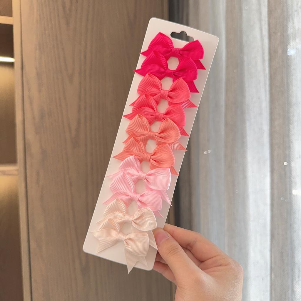 10Pcs/Set New Solid Color Kids Bows Hair Clips for Baby Girls Handmade Ribbon Bowknot Hairpin Barrettes Hair Accessories