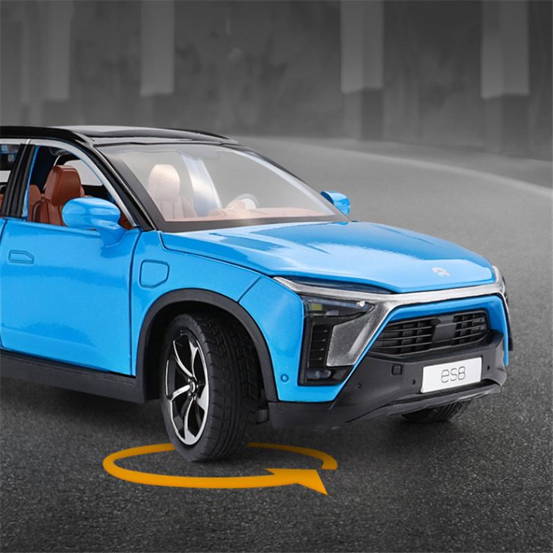 1/24 NIO ES8 SUV Alloy New Energy Car Model Diecast Metal Toy Vehicles Car Model High Simulation Sound and Light Childrens Gifts