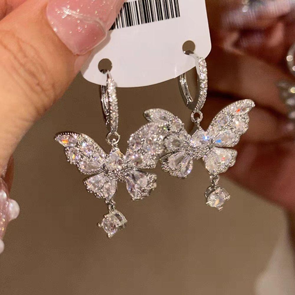 Zircon Butterfly Drop Earring Hook Piercing Ear Jewelry Accessories  Women