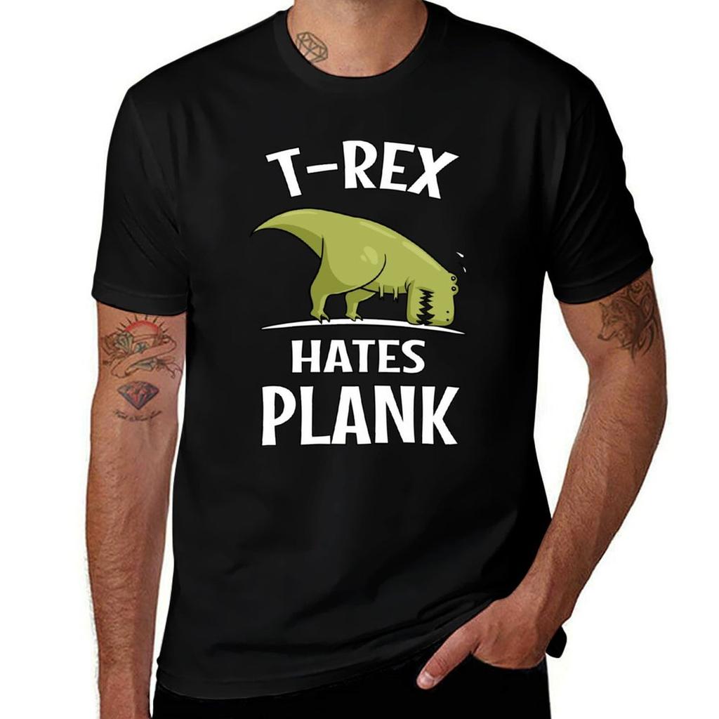 Trex Hates Plank Dinosaur Gym Workout Funny Tshirt Basic Comfort Fit Tshirt For Unisex
