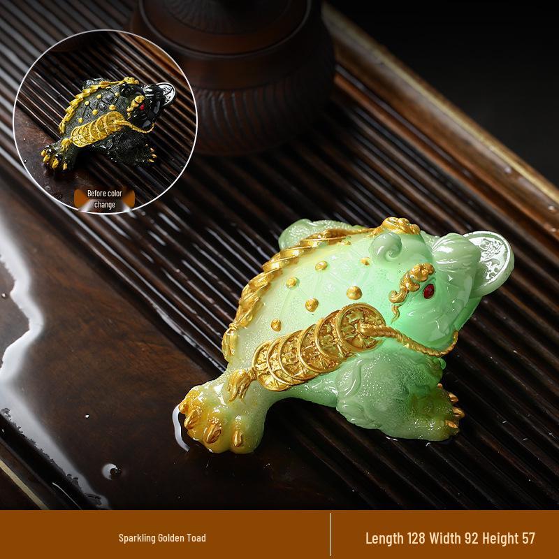 Golden Toad Color-Changing Tea Pet: Exquisite Zen Ornament for Tea Ceremony Table
