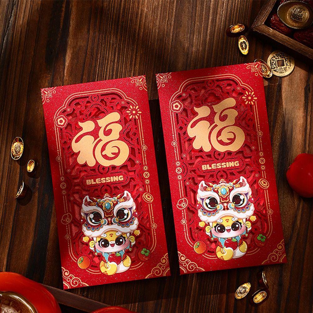 6pcs Paper New Year Red Pocket Traditional Lucky Money Bags Creative Money Packet Kids Gift
