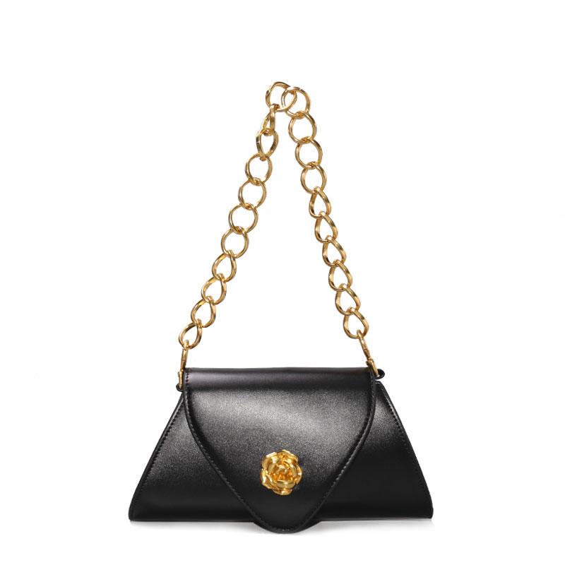 

Женская сумка Весенние бродяги Французский нишевый дизайн Сумки через плечо Камелия Декор Женская сумка 1 чёрный