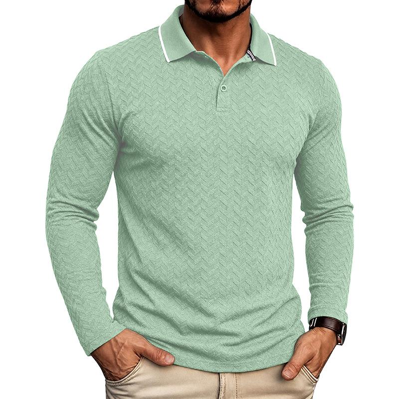 Men S Long Sleeve Vintage Plus Size Polo Shirt Jacquard Casual Top