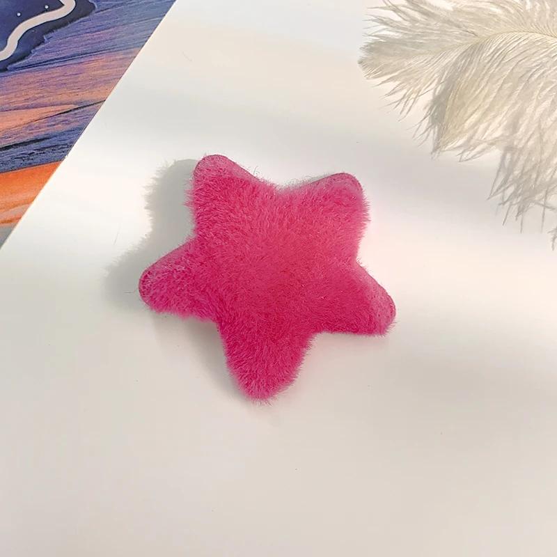 Modische Damen Haarspange mit pastellfarbenem Plüsch-Stern-Design für seitliche Ponypartie und Fransen Süßes und schickes Haaraccessoire