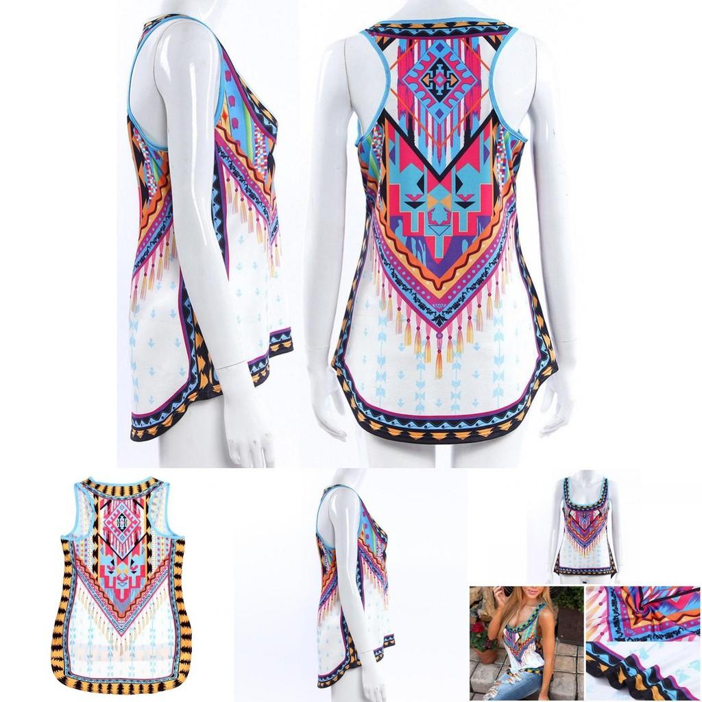 New Stylish European American Sleeveless Vintage Print Tank Top Plus Size