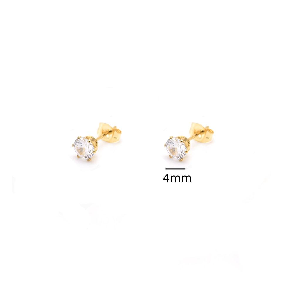 

4mm 5mm 6mm Six Claw Zircon Crystal Stud Earrings Women Europe America Simple Bling Zircon Birthday Friend Christmas Gift