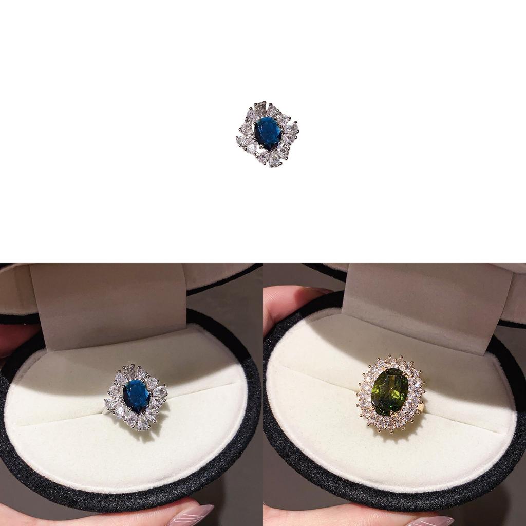 Geometric Oval Zircon Open Ring For Women Elegant Fashion Jewelry
