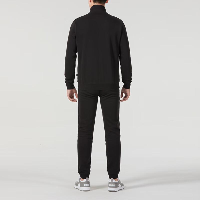 Puma Logo Print Stand Collar Zip Top And Elastic Waist Cuffed Pants Casual Sports Set Men Sets Black 680660-01