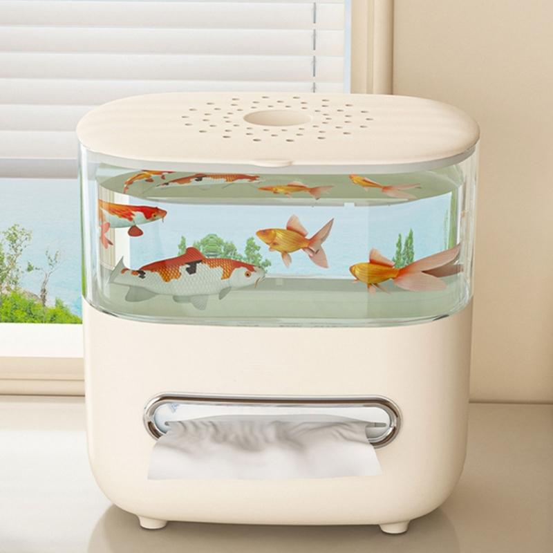 Dispensator de șervețele inovator în stil acvariu, cu capac detașabil pentru decorare cu plante sau pești, întreținere fără efort, accesoriu pentru decorarea casei și biroului