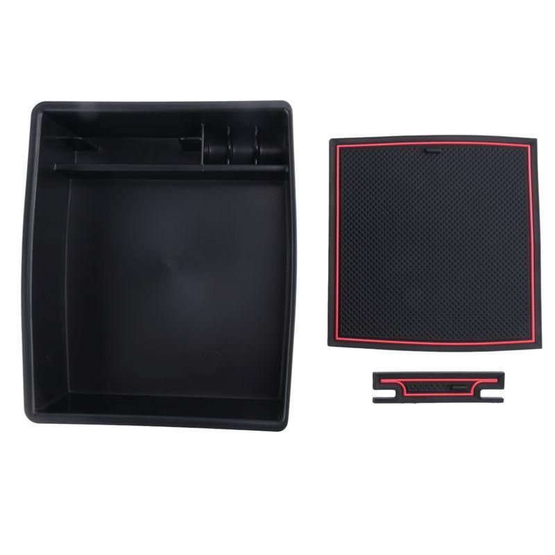 Car Armrest Storage Box For Toyota TACOMA 2024 Central Control Interior Stowing Accessories Component Black & Red