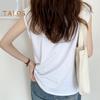 Women Summer T-shirt Round Neck Cap Sleeve Solid Color Tee Shirt Solid Color Loose Fit Casual Tops Daily Wear