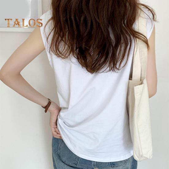 Women Summer T-shirt Round Neck Cap Sleeve Solid Color Tee Shirt Solid Color Loose Fit Casual Tops Daily Wear