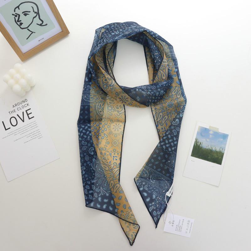 2025 Nische Persönlichkeit Colorblock Seidenschal: Vielseitiges und modisches dünnes Krawattenband-Accessoire für Damen