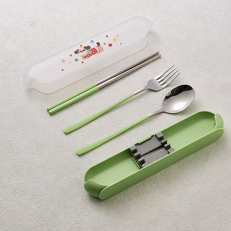 Portable Tableware Cartoon Love Fork Spoon Chopsticks Student Party Office Workers Travel Spoon Chopsticks Portable Box