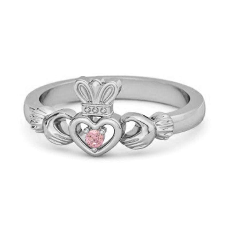 

Кільце з рожевим топазом - символ ірландської спадщини Кладда - Срібло 925 проби 6 біле золото кольору