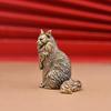 Maine Coon Small Figurine Polished Brass Mini Animal Cat Statue Portable Desktop Ornament for Travel Bag Pendant Desk Decor Gift