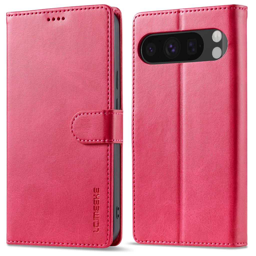 LC.IMEEKE For Google Pixel 9/9 Pro Case Magnetic Buckle Wallet Leather Phone Cover Calf Texture