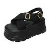 Fashion Summer Women Canvas Thick Sole Sandals New 2024 Peep Toe Flip-Flops 8CM High Platform Sandal Buckle Shoes Woman Zapatillas Mujer