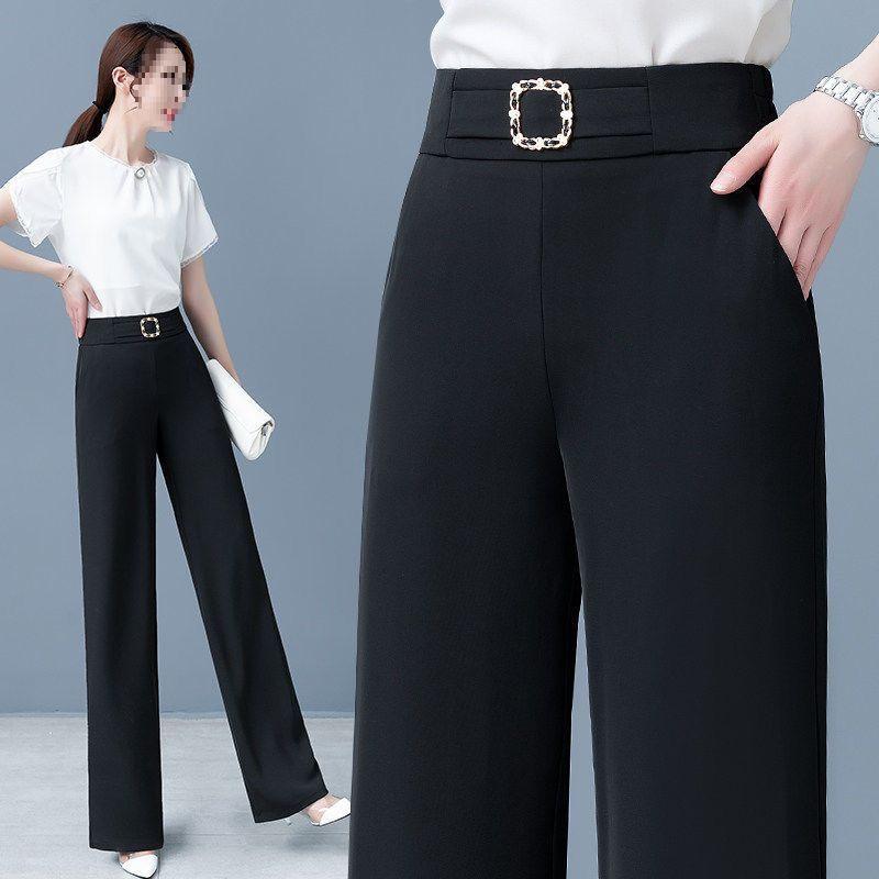 

Casual High Waist Wide Leg Elastic Pants for Women - Spring/Summer 2025 Edition S (80-90 lbs)