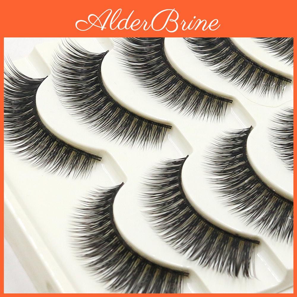 5 Thick Pairs High Quality Long Cross Party False Eyelashes Black Band Fake Eye Lashes