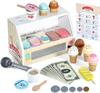 Wooden Ice Cream Counter Playset for Toddler Toys, Montessori Pretend Play Food Toys Kitchen Accessories Early Learning AidsWM