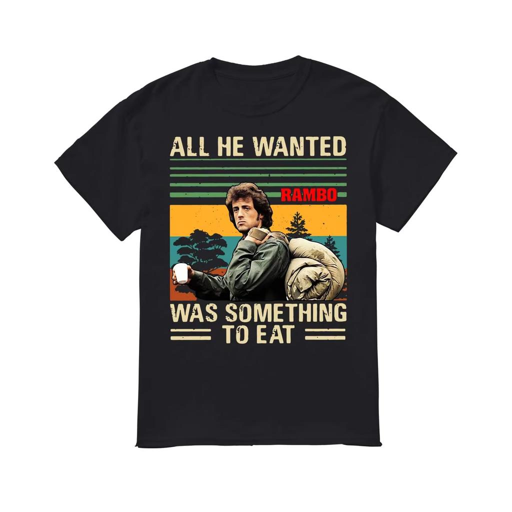 Tutto quello che voleva era qualcosa da mangiare Maglietta Vintage Ispirata a Rambo Maglietta Film Maglietta Grafica Camicia Stile Vintage Top Cult