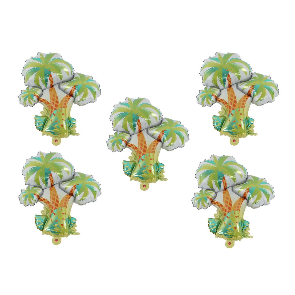 5 Peças Balão Palmeira Folha de Alumínio Resistente Leve Grande Decorativo Coqueiro Festa Tema Verão Decoração