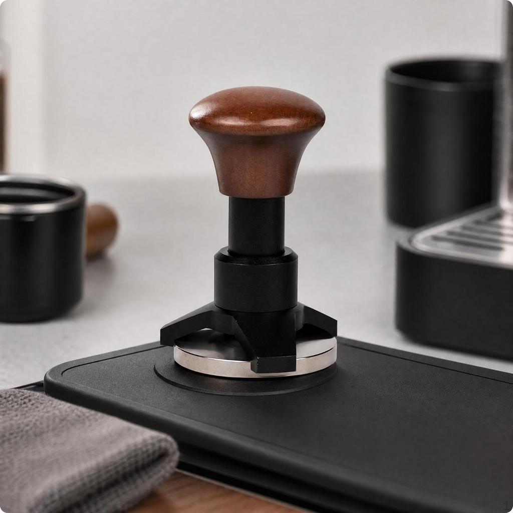 Espresso Tamper with Wooden Handle Level Pressure LowMaintenance for