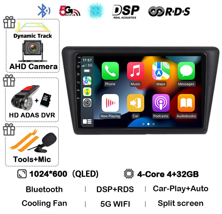 Android 14 WIFI+4G Car Radio For Skoda Rapid 2012 2013 2014 2015 2016 - 2020 Carplay Auto Multimedia GPS Video Player DSP Stereo