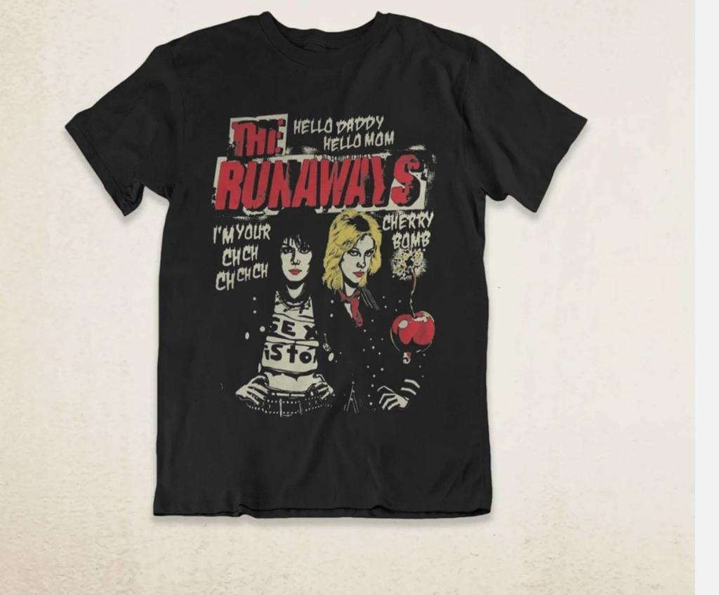 Maglietta Unisex Nera in Cotone Vintage Band The Runaways Tutte le Taglie