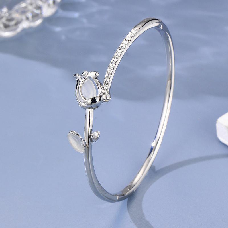 Exquisite Tulip Zircon Bracelet For Women Girls Fashionable Personalized Daily Jewelry Accessories Birthday Anniversary Gifts