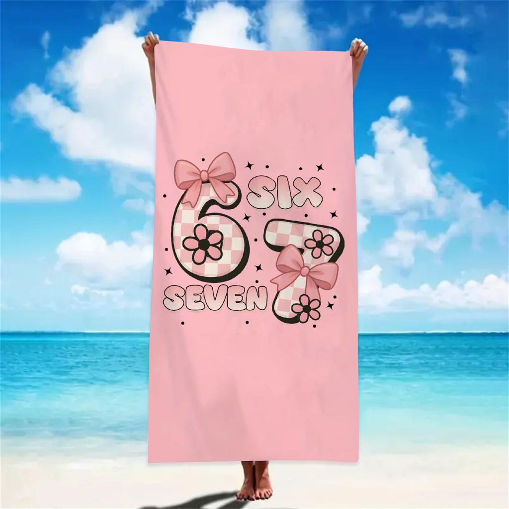 Girly 67 Meme Beach Towel Pink Star Bow Pattern Absorbent Lightweight Towel Ideal for Vacation Swimming Bath Accessories