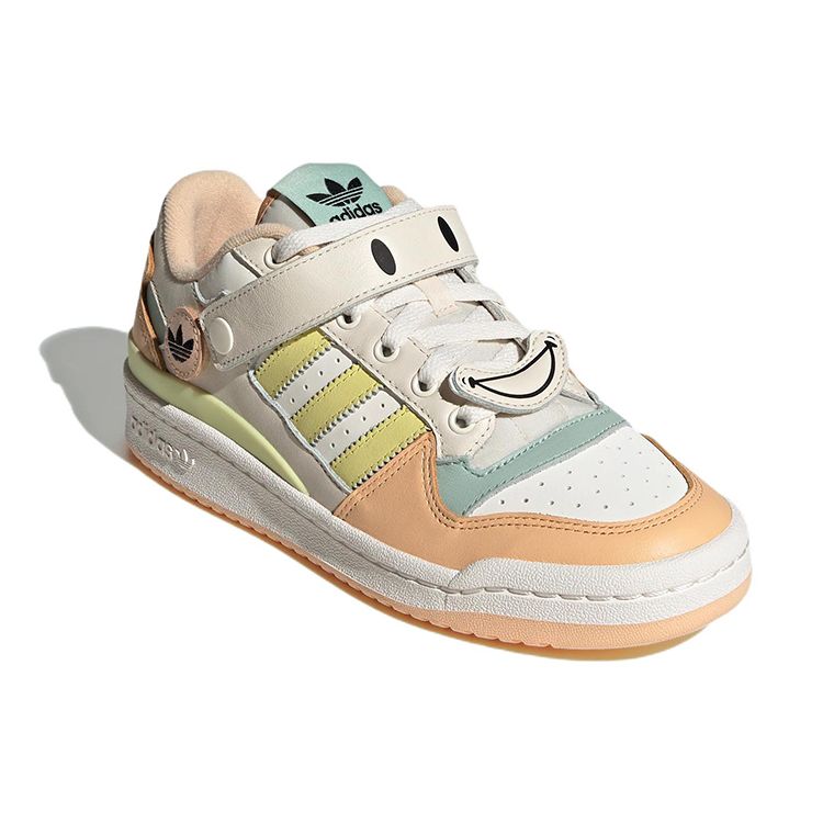 Adidas Originals Forum Low Leather Durable Lightweight Low-Top Skate Shoes Women Sneakers Beige Orange Yellow GW4427