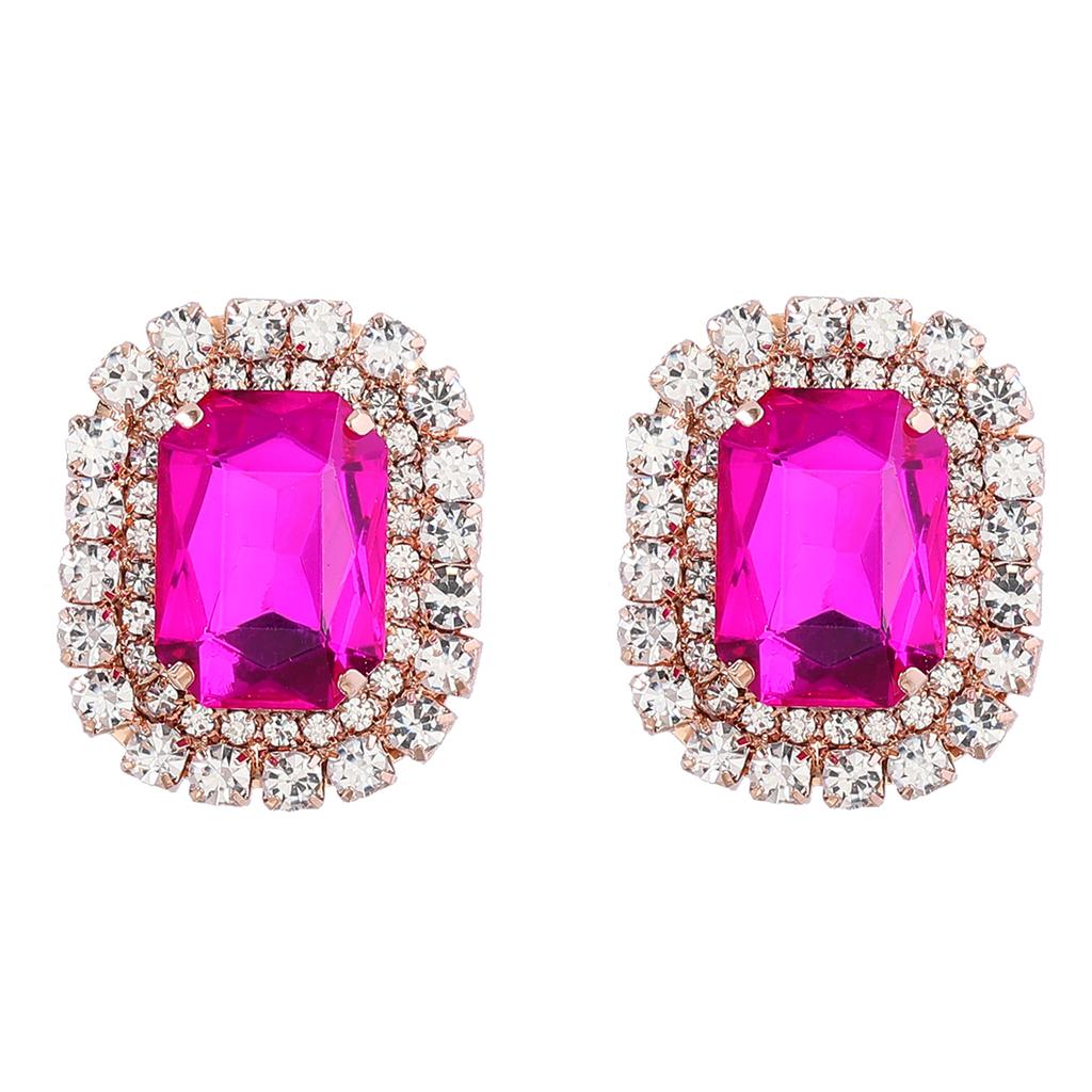 Spring 2024 New Metal Glass Rhinestone Heart Stud Earrings Engagement Party Luxury Jewelry Women's Elegant Shiny Accessories