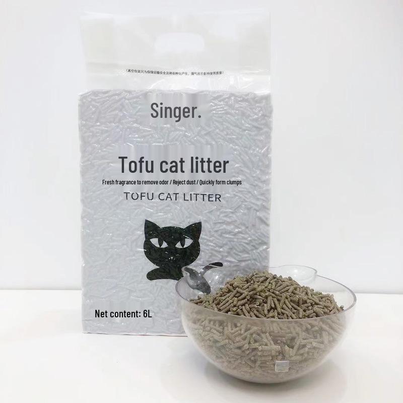 Green Tea Activated Carbon Tofu Cat Litter - 6L, Dust-Free, 2mm, Deodorizing Pet Supplies