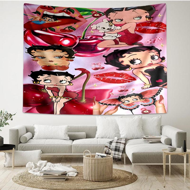 Betty Boop Print Tapestry - Portable Wall Decor Cloth, for Home, Dorm, Travel, Bedroom, Living Room - Ideal Birthday Housewarming Gift