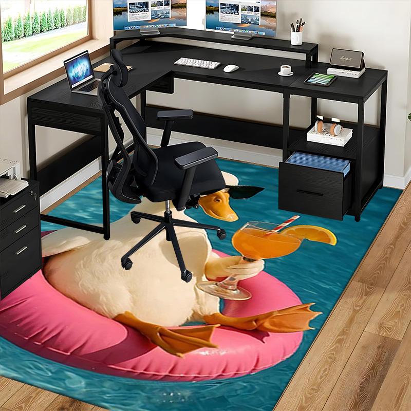 1pc Chic Duck with Sunglasses and Cocktail Chair Mat - Office Desk Pad, Non-Slip Carpet for Home Decor, Suitable for All Seasons, Perfect Gift for Fes