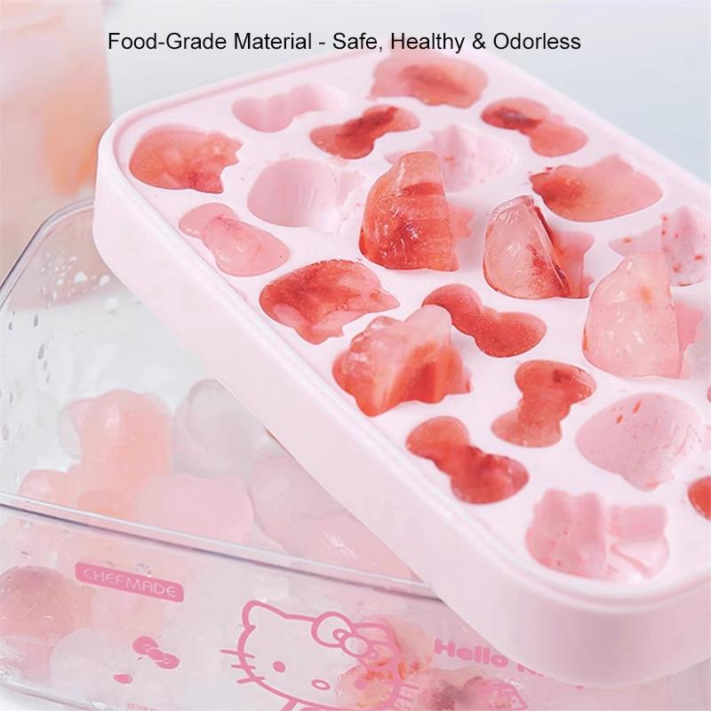 Kitten Kt Press Ice Cube Mold - Cute Cartoon Silicone Ice Tray, Household Ice Making And Storage Box
