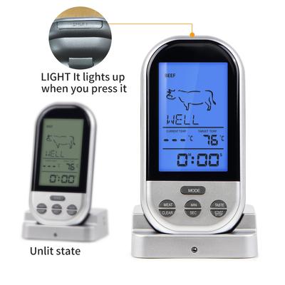 Digital BBQ Thermometer Wireless Kitchen Oven Food Thermometer Intelligent Meat Temperature Tester Countdown Alarm Reminder