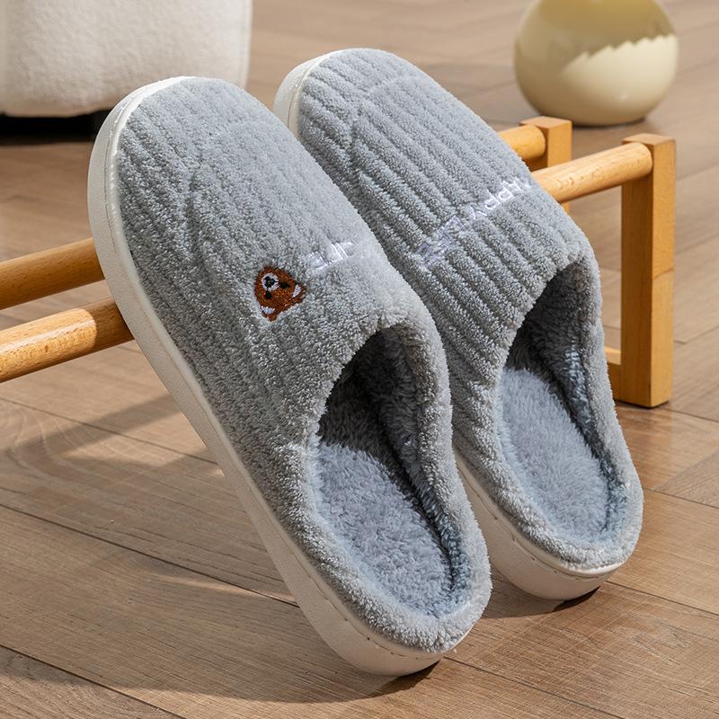 Cotton slippers couple spring and autumn winter home use indoor non-slip home ladies warm winter plush men