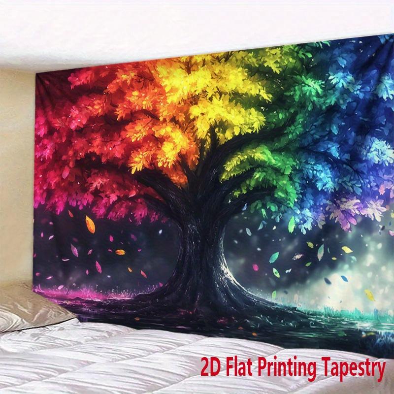 Tree Of Multicolored Life Digital Printing Polyester Wall Tapestry Suitable For Use In Living Rooms Bedrooms Offices Bars Party