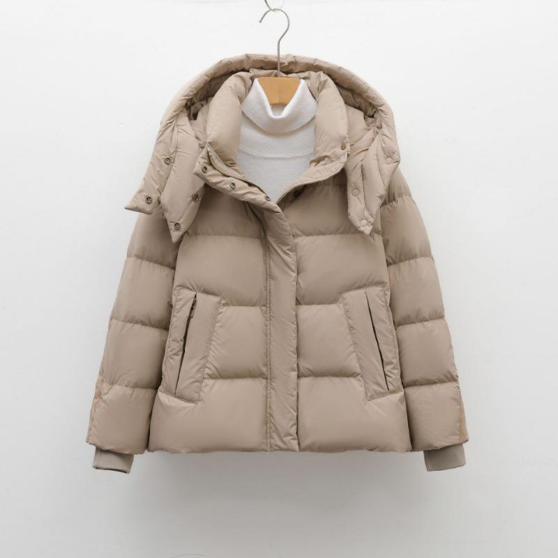 Feather White Duck Down New National Standard Women's Simple Solid Color Hooded Down Jacket Women