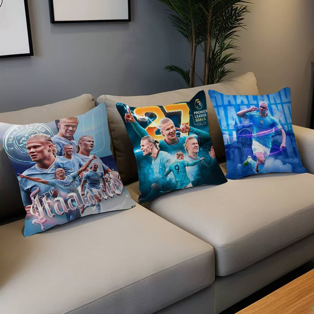 E-Erling B-Braut FootballStar H-Haaland Poduszka Poduszka Anime Pokrowiec na Poduszkę do Kanapy Łóżka Zagłówek Pokrowiec na Poduszkę 45x45 cm Moda