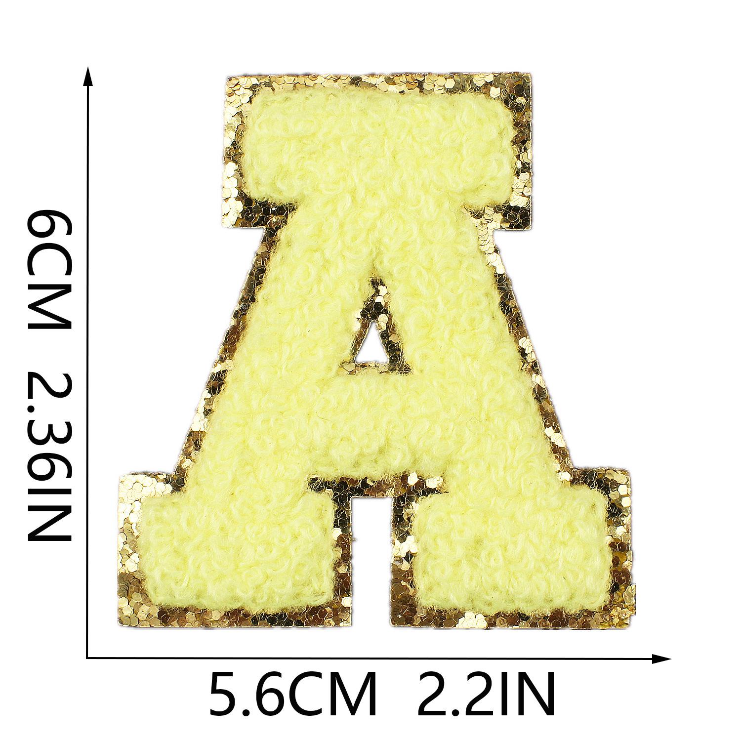 

6Cm Towel Embroidery Patch Sticker Yellow 26 English Letters Embroidery Cloth Sticker Ironing Computer Embroidery Chapter Letter Sticker A_3 pieces