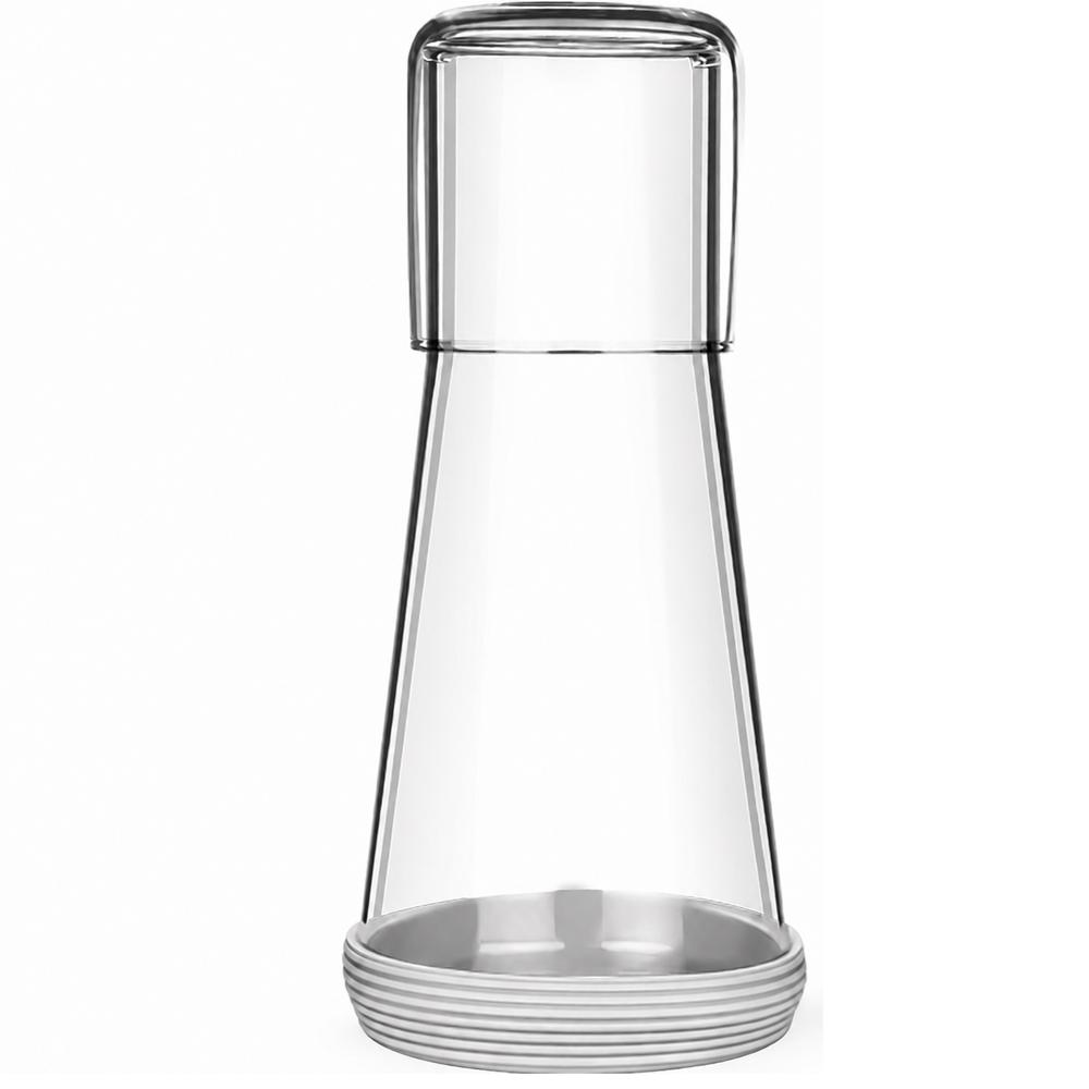 Bedside Night Water Carafe Set with Tumbler Glass, Clear Nightstand Carafe with Silicone Coaster for Bedroom and Guest Room