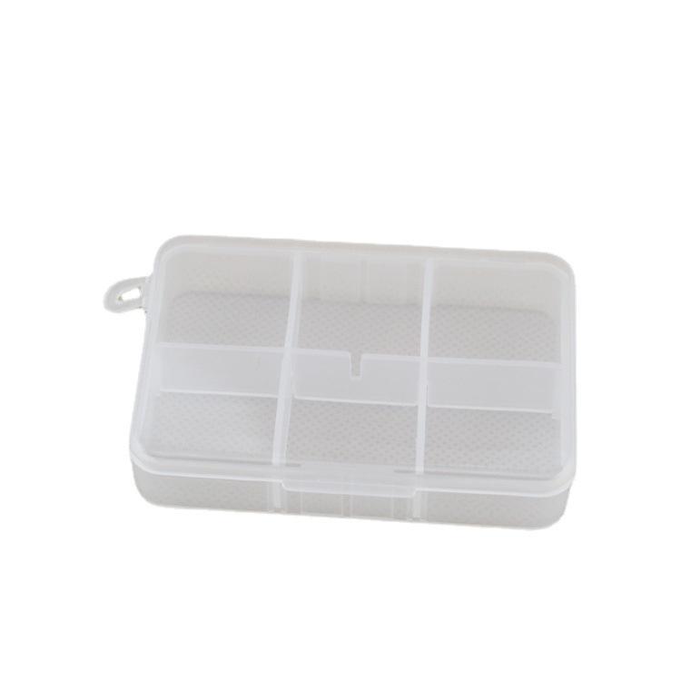 6-Grid Transparent Removable Plastic Box with Lid - Compact Pill, Jewelry, and Parts Organizer.