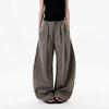 High-Waisted Wide-Leg Straight Trousers Women Khaki Casual Office Pants With Pockets Non-Stretch Wrinkle-Resistant