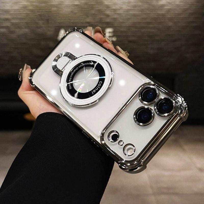 Transparent Magnetic Holde Bracket Case for Huawei Pura 80 Pura 70 Ultra P50 P40 P30 Lite Mate 70 40 50 60 Pro Shockproof Cover